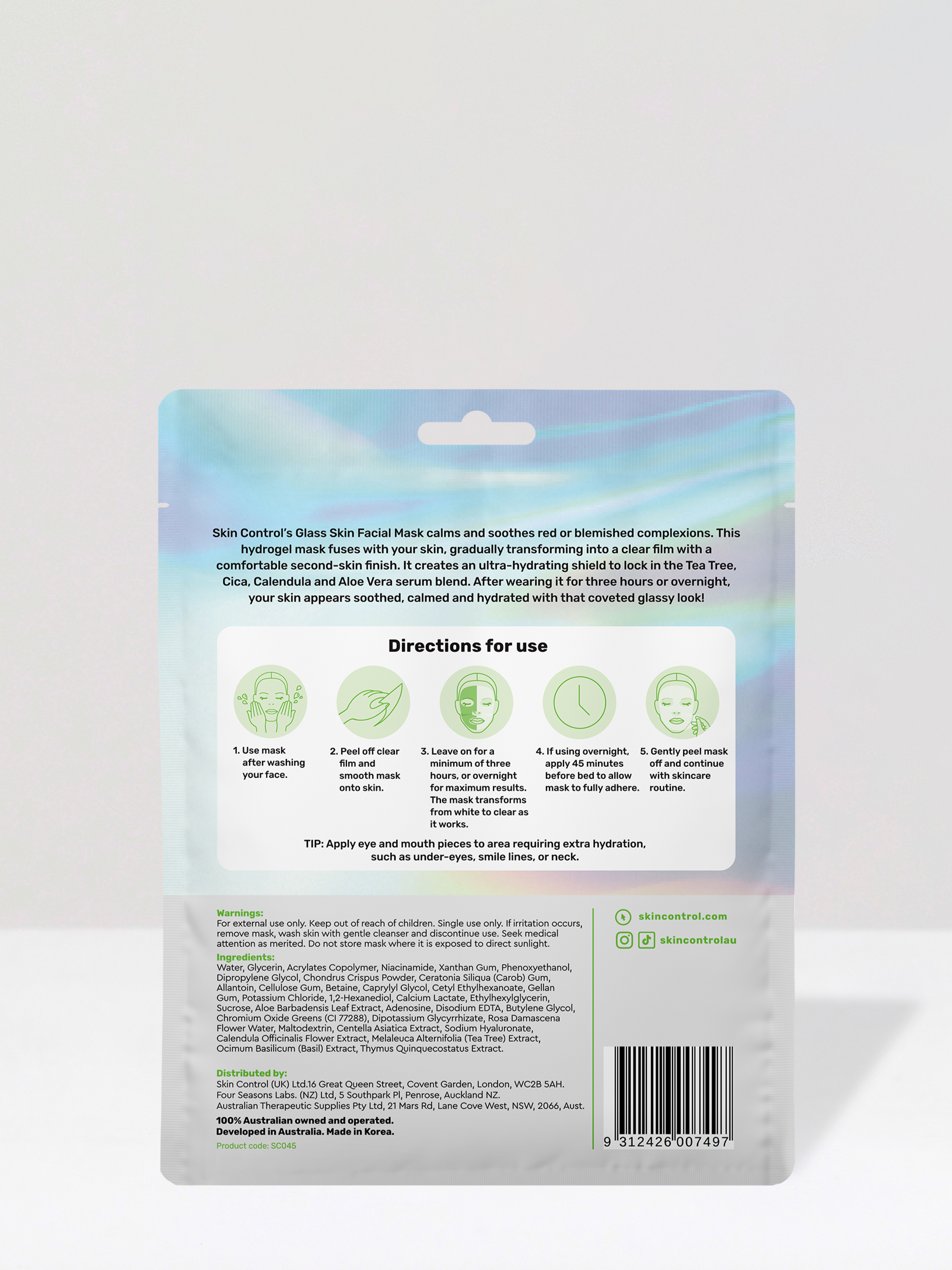 Glass Skin Facial Mask Tea Tree & Cica Bundle 4pk